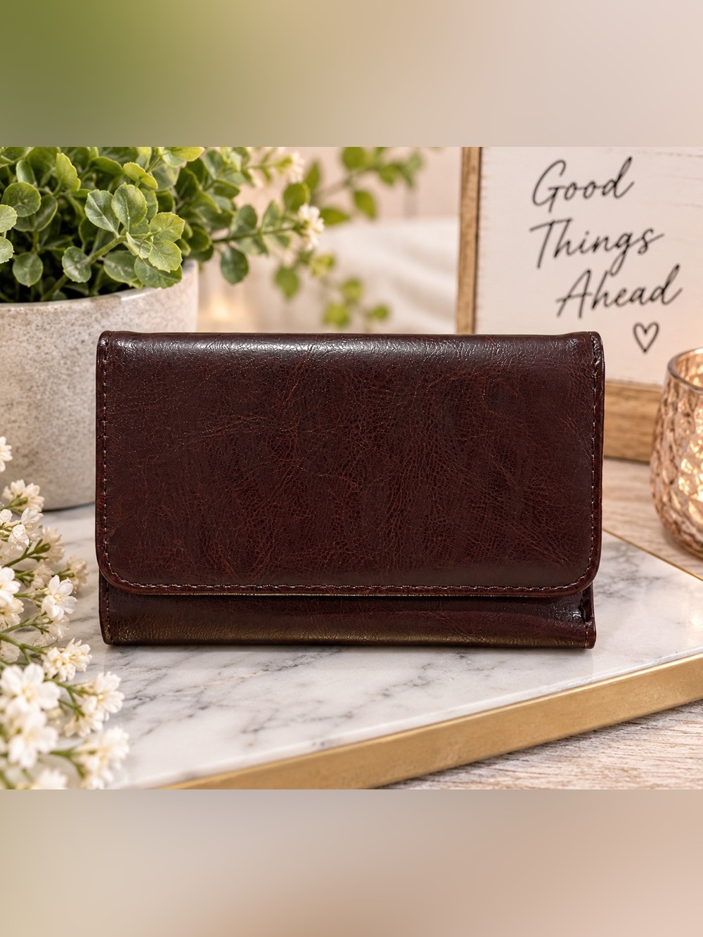 Vintage Brown Bifold Wallet Men’s Women’s Unisex Multi-Compartment Zip Wallet